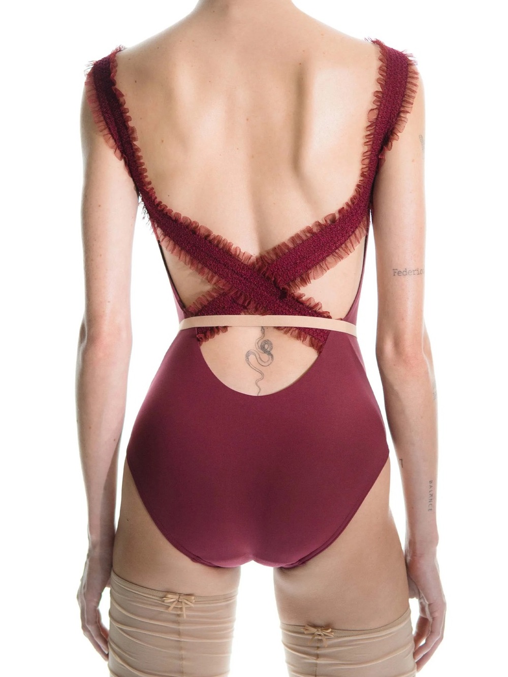 [Ballet] JAC Just A Corpse Eleanor Cross Back Leotard - Burgundy, Medium, NWT